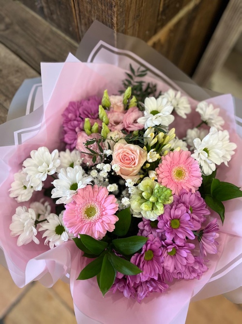 Soft Pink and White Hand Tied Bouquet 