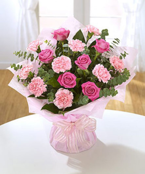 Pink Rose and carnation bouquet Aqua Bouquet