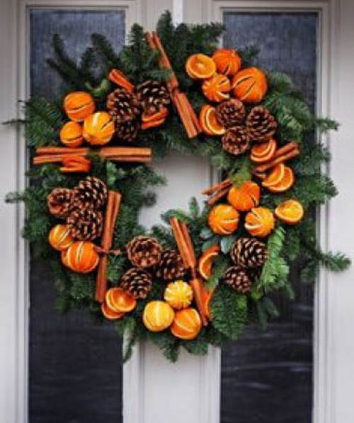 Door Wreath oranges and Eucalyptus 