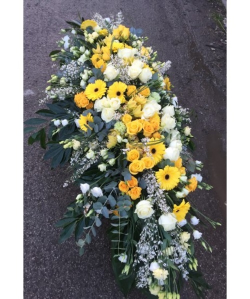 Luxury yellow and white coffin spray