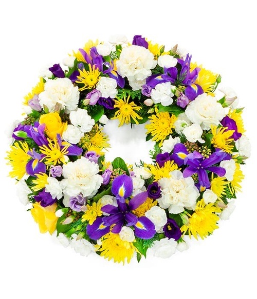 Bright Yellow and Blue Wreath