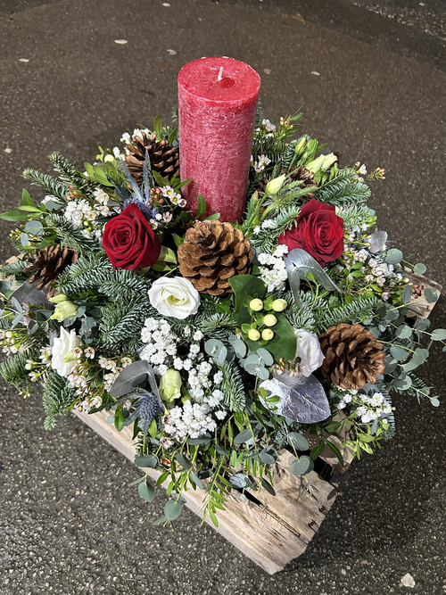Christmas Table Centre Red Candle 
