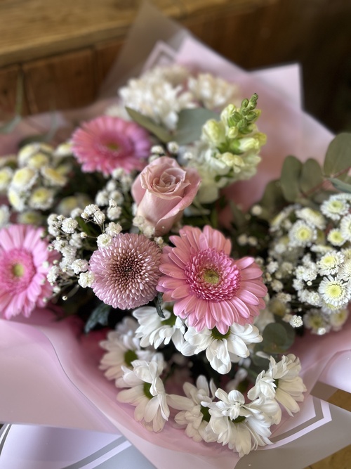 Soft Pink and White Hand Tied Bouquet 