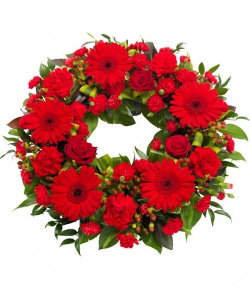 Red mixed flower Wreath