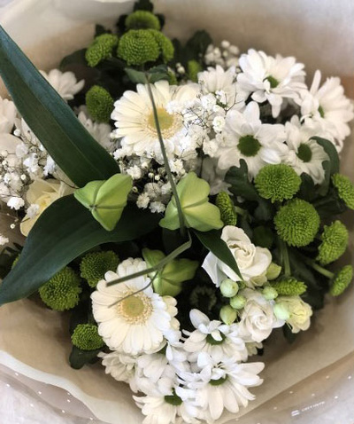White and Green Hand Tied Bouquet 