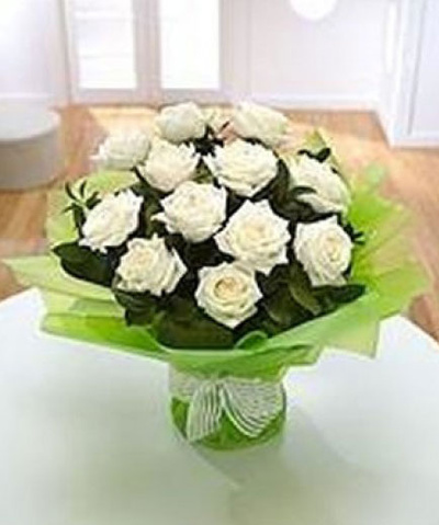 White Rose Bouquet Aqua Bouquet