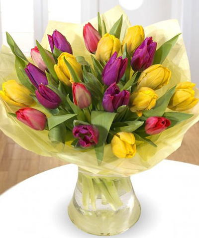 Mixed coloured Tulip Spring Bouquet