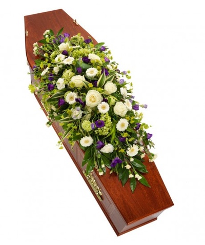 Purple and White Coffin Spray