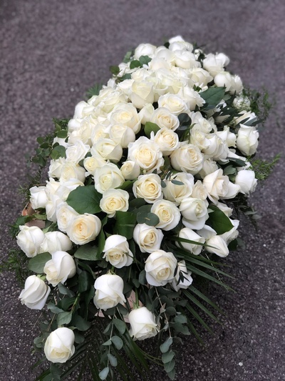 White Rose Coffin Spray 