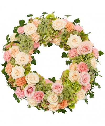 Pink and peach pastel Wreath 18 inch
