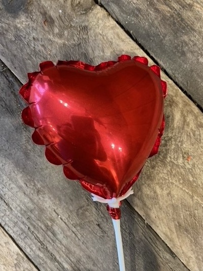 Mini Red Heart Balloon on a stick